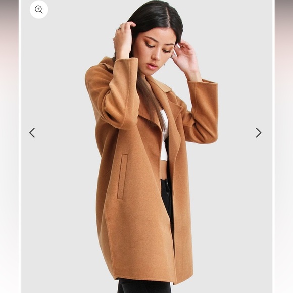 Belle & Bloom Ex-Boyfriend Wool Blend Oversized Jacket Camel Large brown coat - Picture 2 of 11